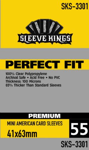 Sleeve Kings Perfect Fit Premium Mini American Card Sleeves (41x63mm) -55 Pack, 100 Microns SKS-3301